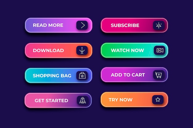 Free vector gradient call to action buttons collection