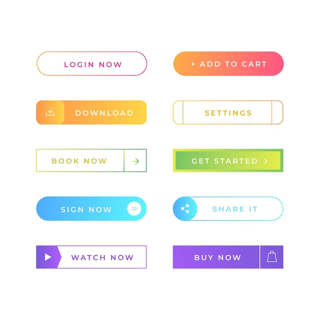 Free vector gradient call to action buttons