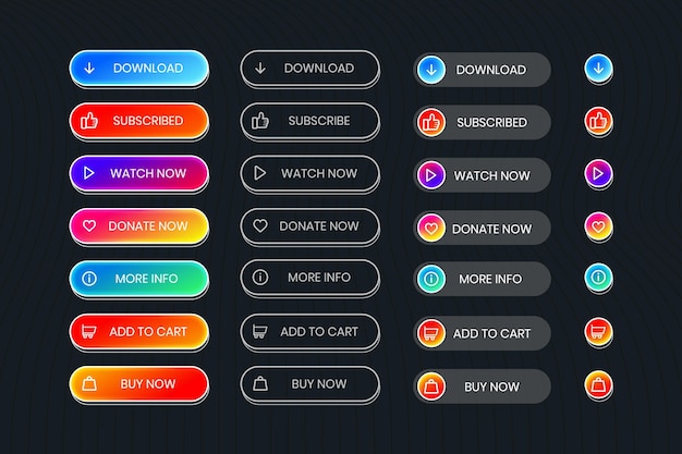 Vettore gratuito pulsanti di invito all'azione a gradiente