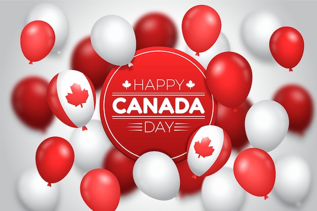 Gradient canada day balloons background