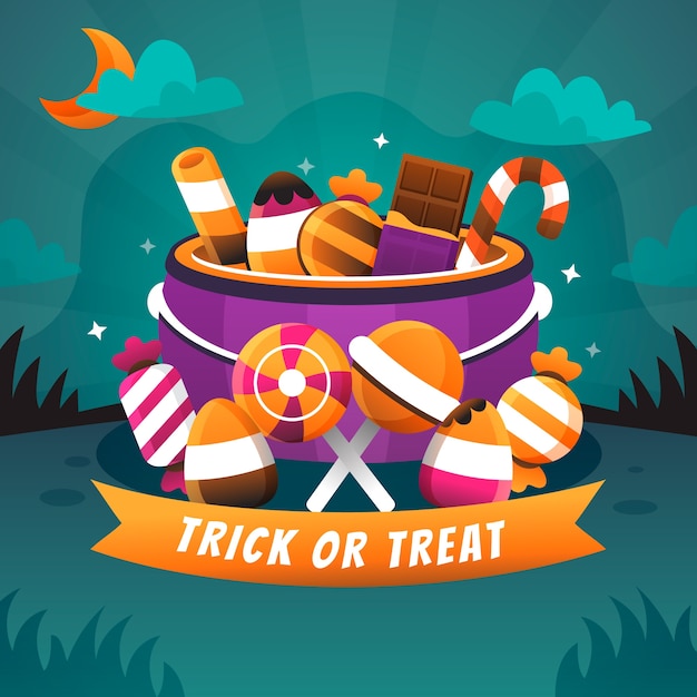 Free vector gradient candy elements collection for halloween celebration