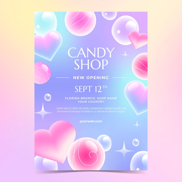 Gradient candy pastel color vertical poster template