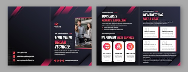 Free vector gradient car dealer brochure