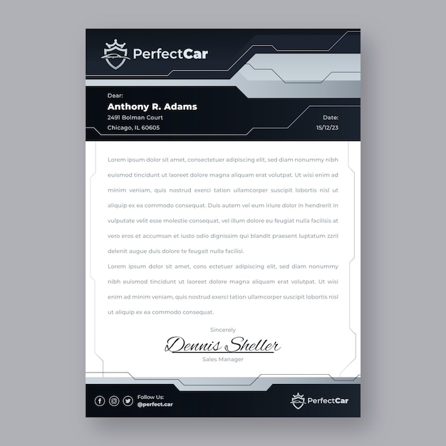 Free vector gradient car dealer business letterhead