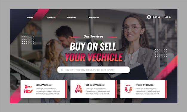 Gradient car dealer landing page