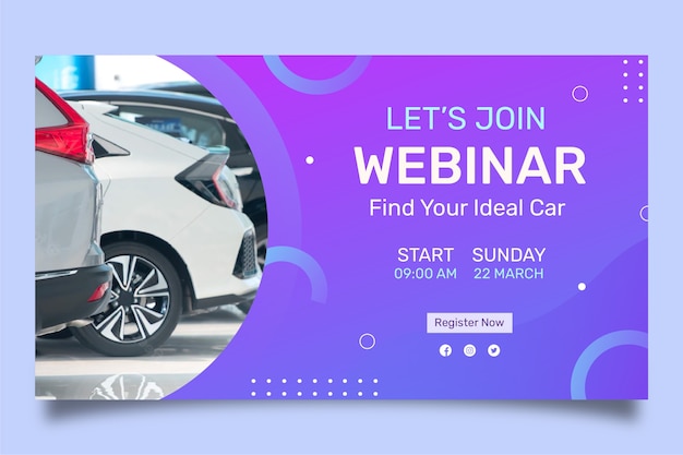 Free vector gradient car dealership webinar template