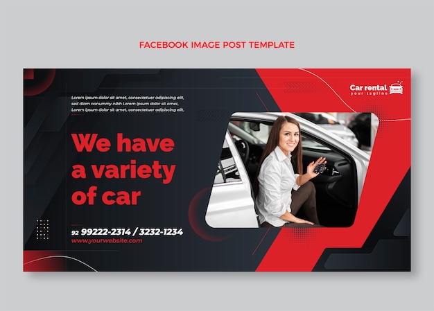 Free vector gradient car rental facebook post