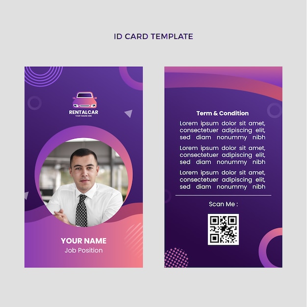 無料ベクター グラデーションレンタカーidカード
