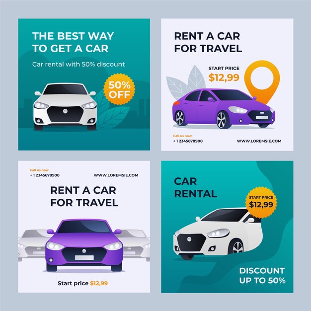 Gradient car rental instagram posts