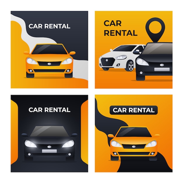 Free vector gradient car rental instagram posts