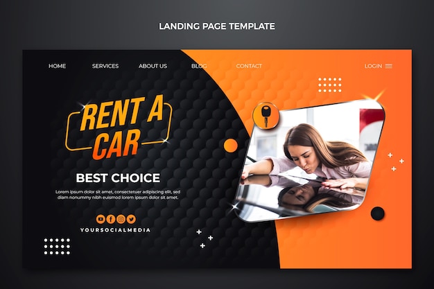 Gradient car rental landing page template