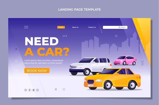 Free vector gradient car rental landing page