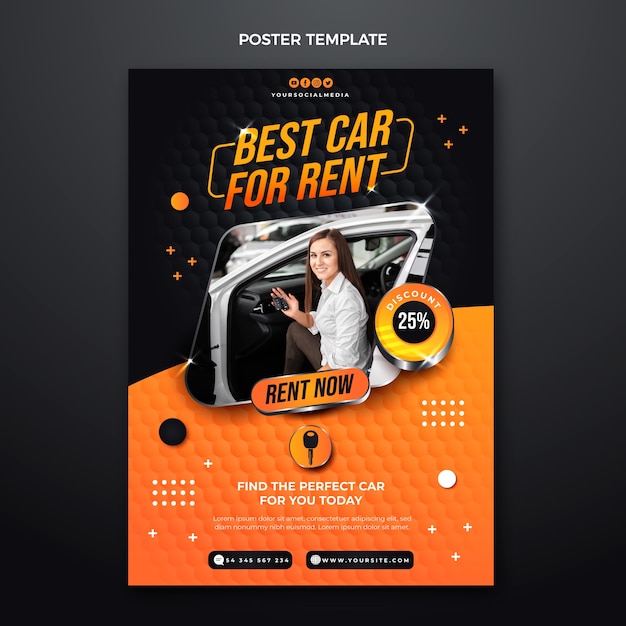 Free vector gradient car rental poster template