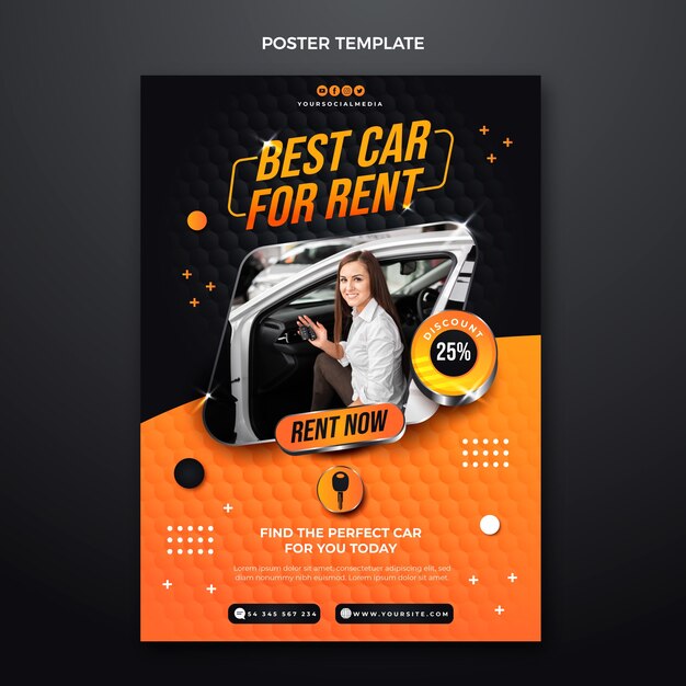 Gradient car rental poster template