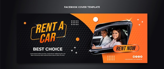 Free vector gradient car rental social media cover template