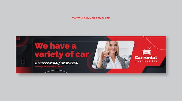 Free vector gradient car rental twitch banner