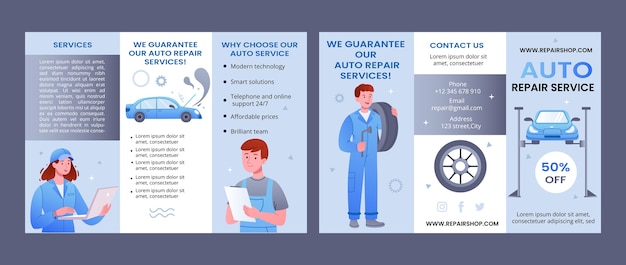 Gradient car repair shop services brochure template