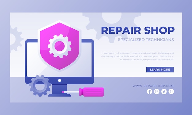 Free vector gradient car repair shop services social media promo template