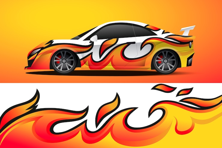 Free Vector gradient car wrap illustration