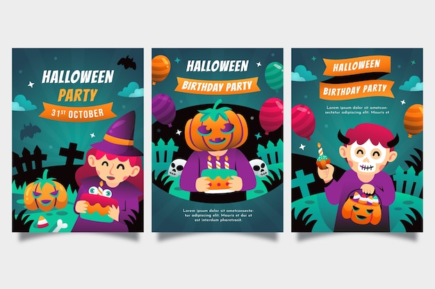 Collezione di carte sfumate per la celebrazione di halloween