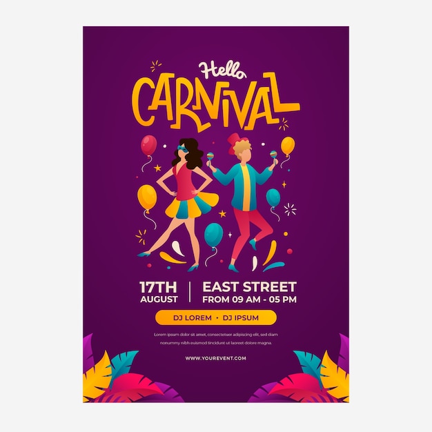 Free vector gradient carnival celebration poster template