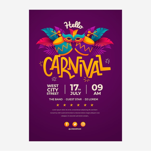 Gradient carnival celebration poster template