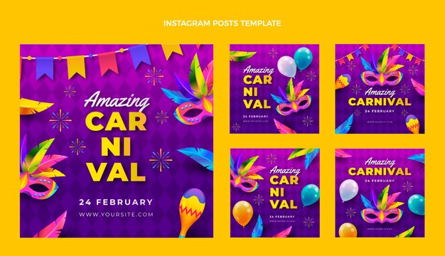 Gradient carnival instagram posts collection