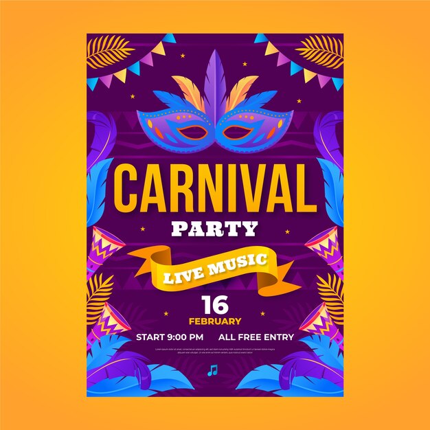 Gradient carnival invitation template