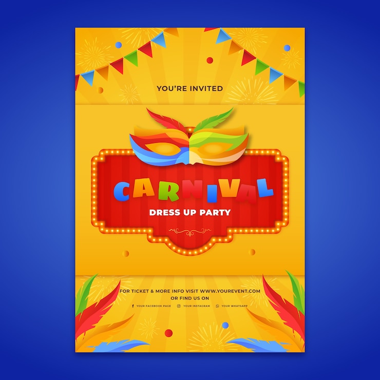 Free Vector gradient carnival invitation template