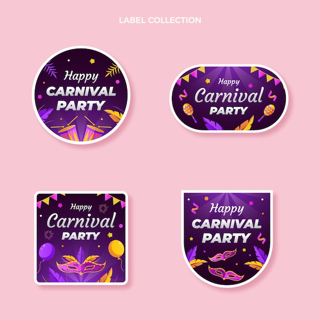 Free vector gradient carnival labels collection