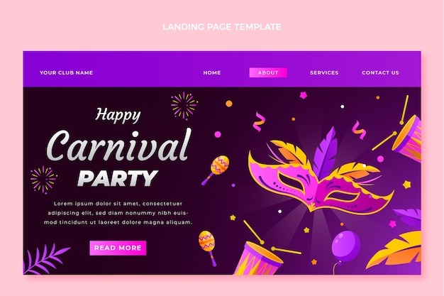 Gradient carnival landing page template