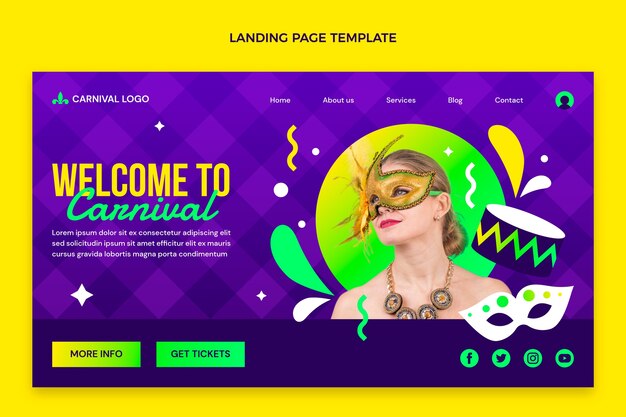 Gradient carnival landing page template