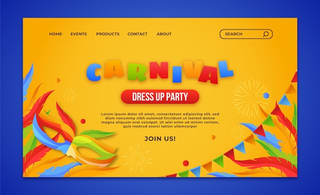 Free vector gradient carnival landing page template