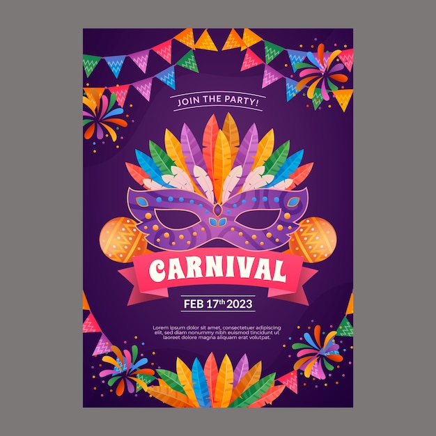 Free vector gradient carnival party invitation template