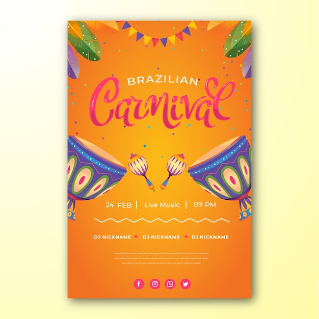 Gradient carnival party vertical poster template