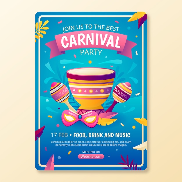 Free vector gradient carnival party vertical poster template