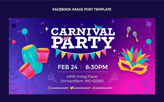 Gradient carnival social media post template