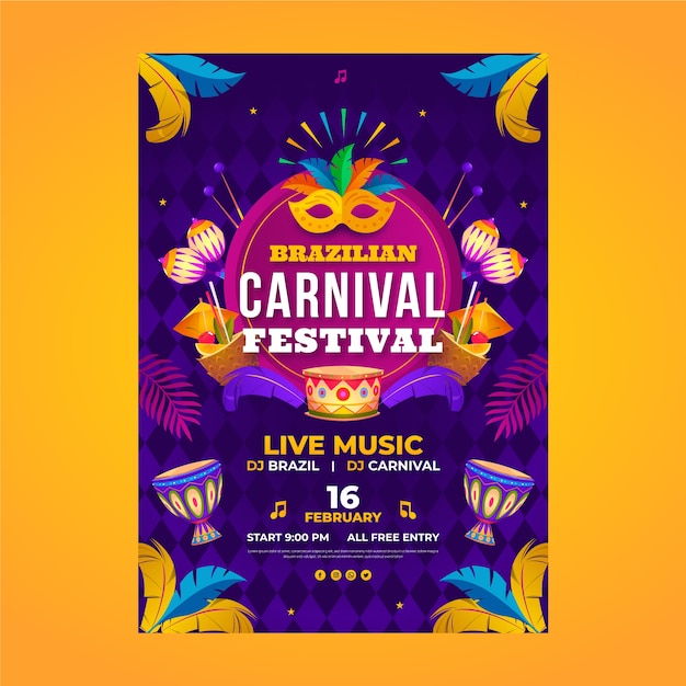 Gradient carnival vertical poster template