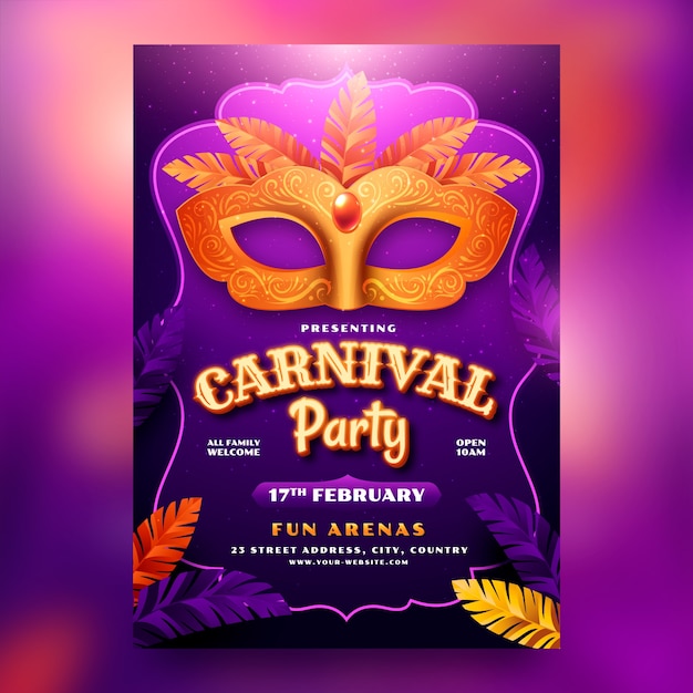 Free vector gradient carnival vertical poster template