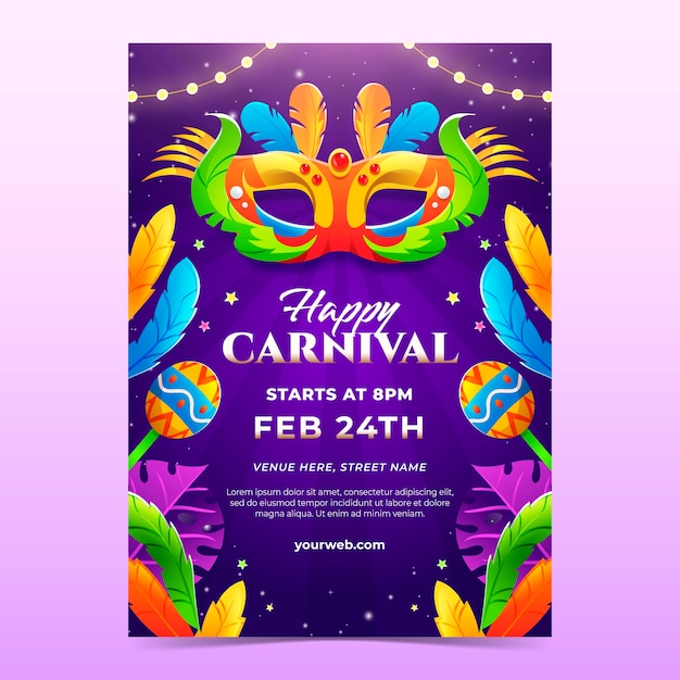 Шаблон вертикального плаката с градиентом карнавала
