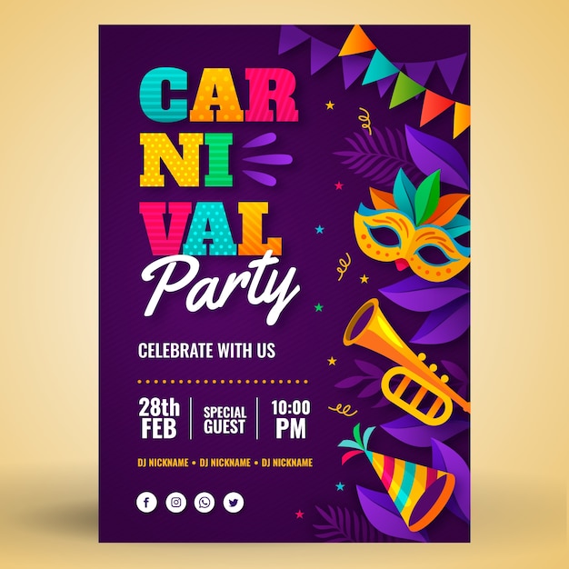 Free vector gradient carnival vertical poster template