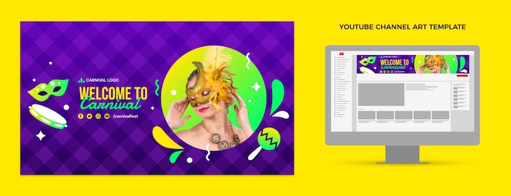 Free Vector gradient carnival youtube channel art