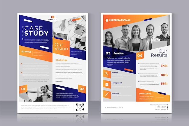 Free vector gradient case study flyers set