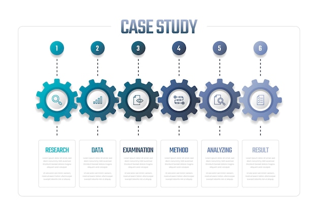 Vettore gratuito infografica di casi di studio sfumati