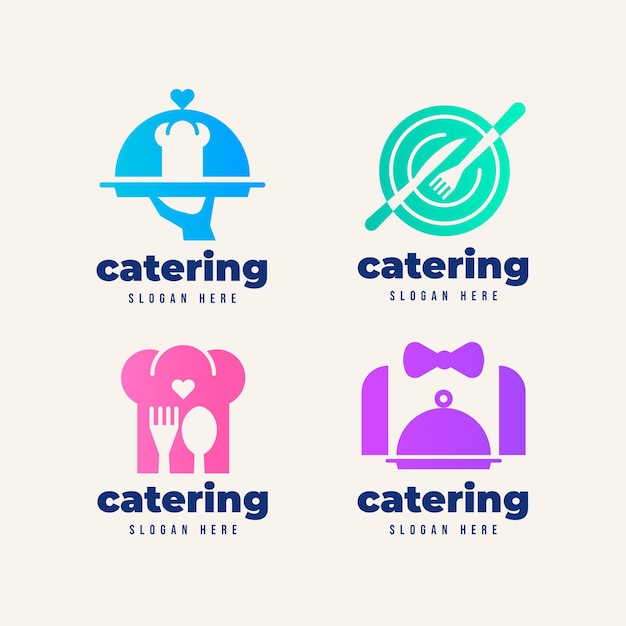 Vettore gratuito insieme di logo di ristorazione gradiente