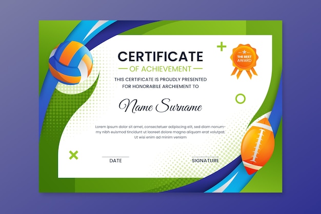 Gradient certificate sport template