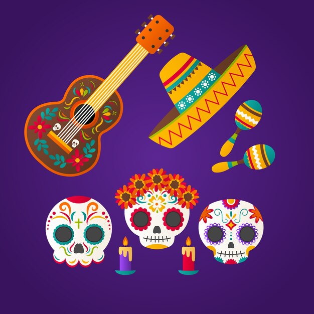 dia de muertosお祝いのグラデーション文字要素コレクション