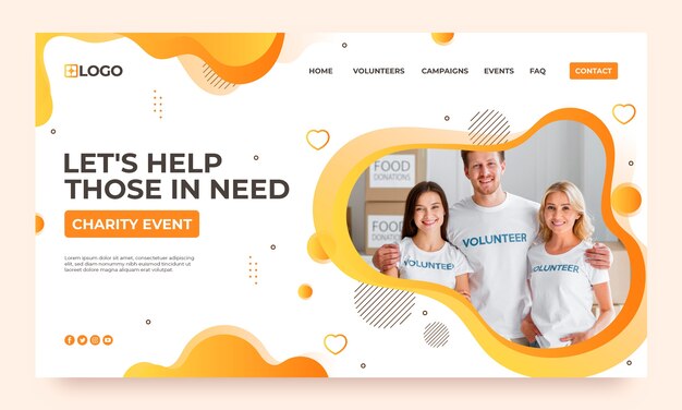 Gradient charity event landing page