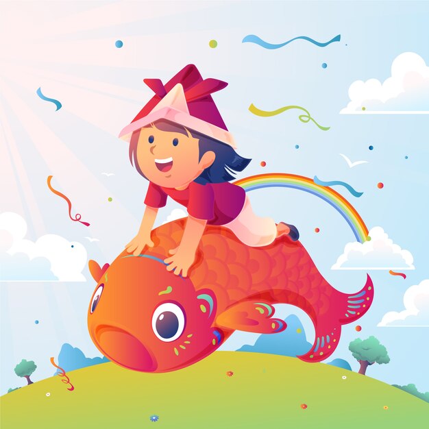 Gradient childrens day illustration