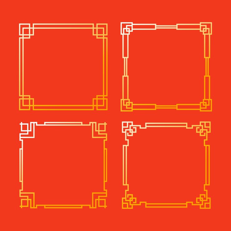 Free Vector gradient chinese border frame ornament